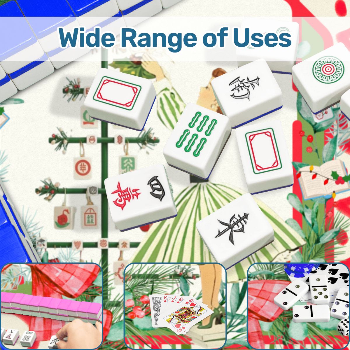 Mahjong Christmas Mat, Books Nooks Nostalgic Vintage Christmas - Splash of Color Co.