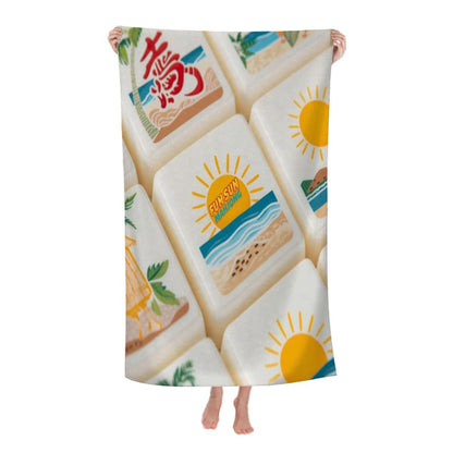 Mahjong Beach Towel For Mahj Lovers, Fun Sun Mahjong Microfiber Absorbent - Splash of Color Co.