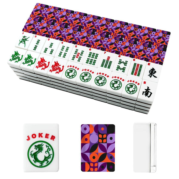 Mod Mash Up Purple, Orange Black Geometric American Mahjong Tiles And Carry Case - Splash Of Mahj And Color Co.