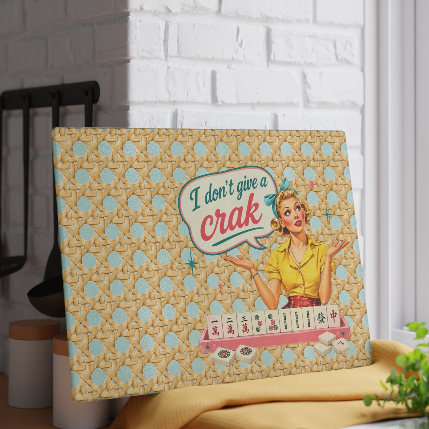 I Don't Give a Crak Mahjong Entertaining Glass Cutting Board - Splash Of Mahj And Color Co.