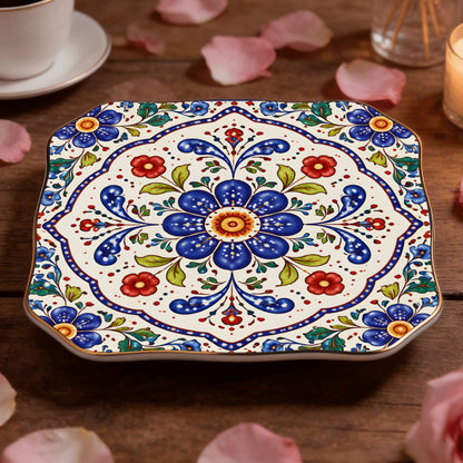 Pottery Porcelain Scalloped Ceramic Mahjong Dice Tray