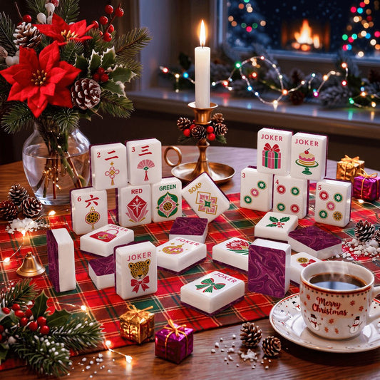 Sugar Plum Swirl Christmas Glam Holiday Christmas Mahjong Tiles And Carry Case - Splash Of Mahj And Color Co.