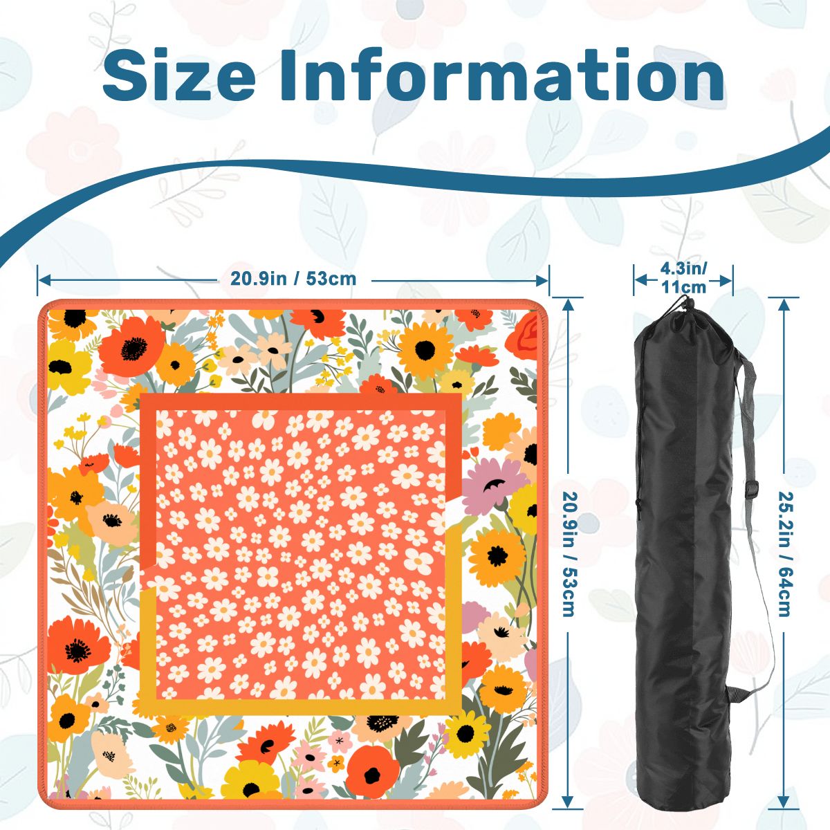 Mini Mahjong Mat Modern Floral Daisy  (Ship Rolled up)
