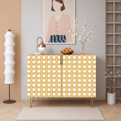 Vintage Cane Mahjong Tiles And Accessories Sideboard Credenza Cabinet - Splash Of Mahj And Color Co.