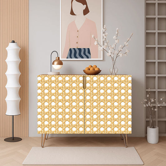 Vintage Cane Mahjong Tiles And Accessories Sideboard Credenza Cabinet - Splash Of Mahj And Color Co.