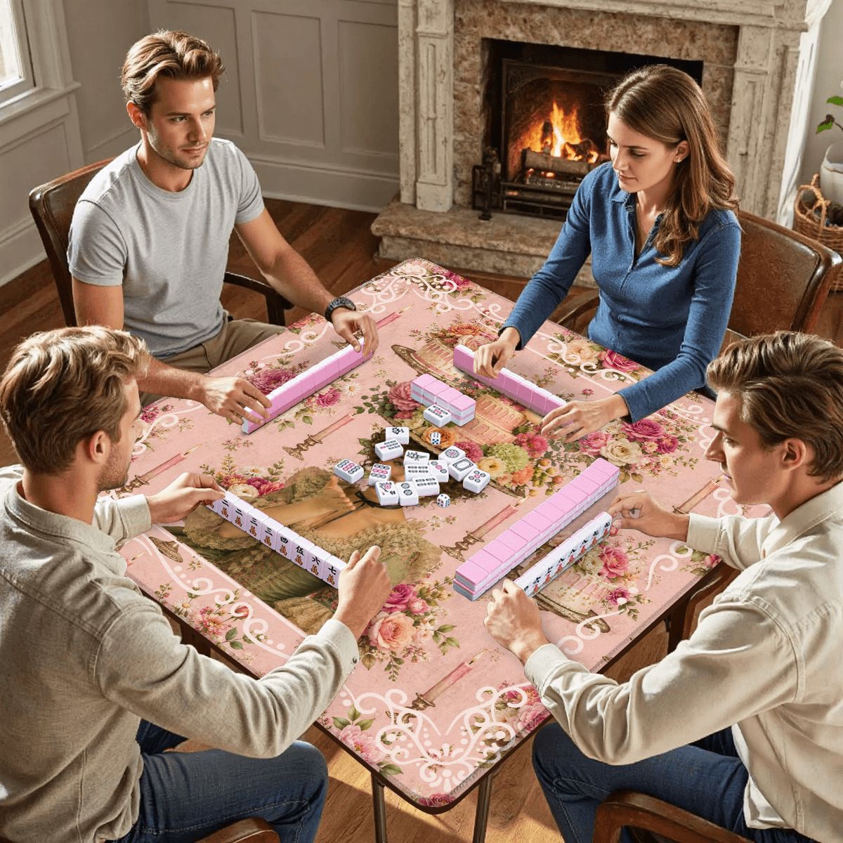 Victorian Birthday Girl, Cheeky Fun Celebration Mahjong Mat - Splash Of Mahj And Color Co.
