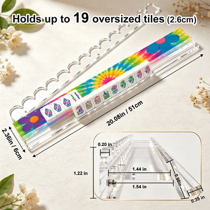 Tie Dye Extended Mahjong Rack Set of 4  Scalloped Magnetic Tile Pusher