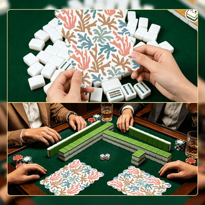 Coral Reef Scalloped Mahjong Shuffler Cards  Set of 4