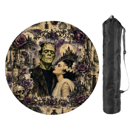 Bride And Frankenstein Round Mahjong Mat - Splash Of Mahj And Color Co.