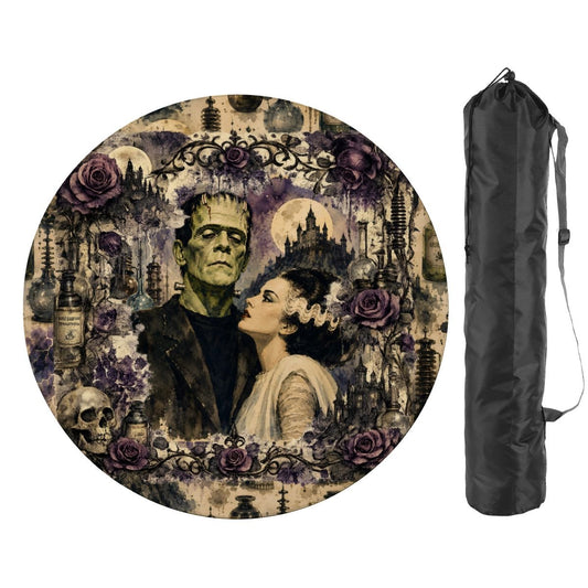 Bride And Frankenstein Round Mahjong Mat - Splash Of Mahj And Color Co.