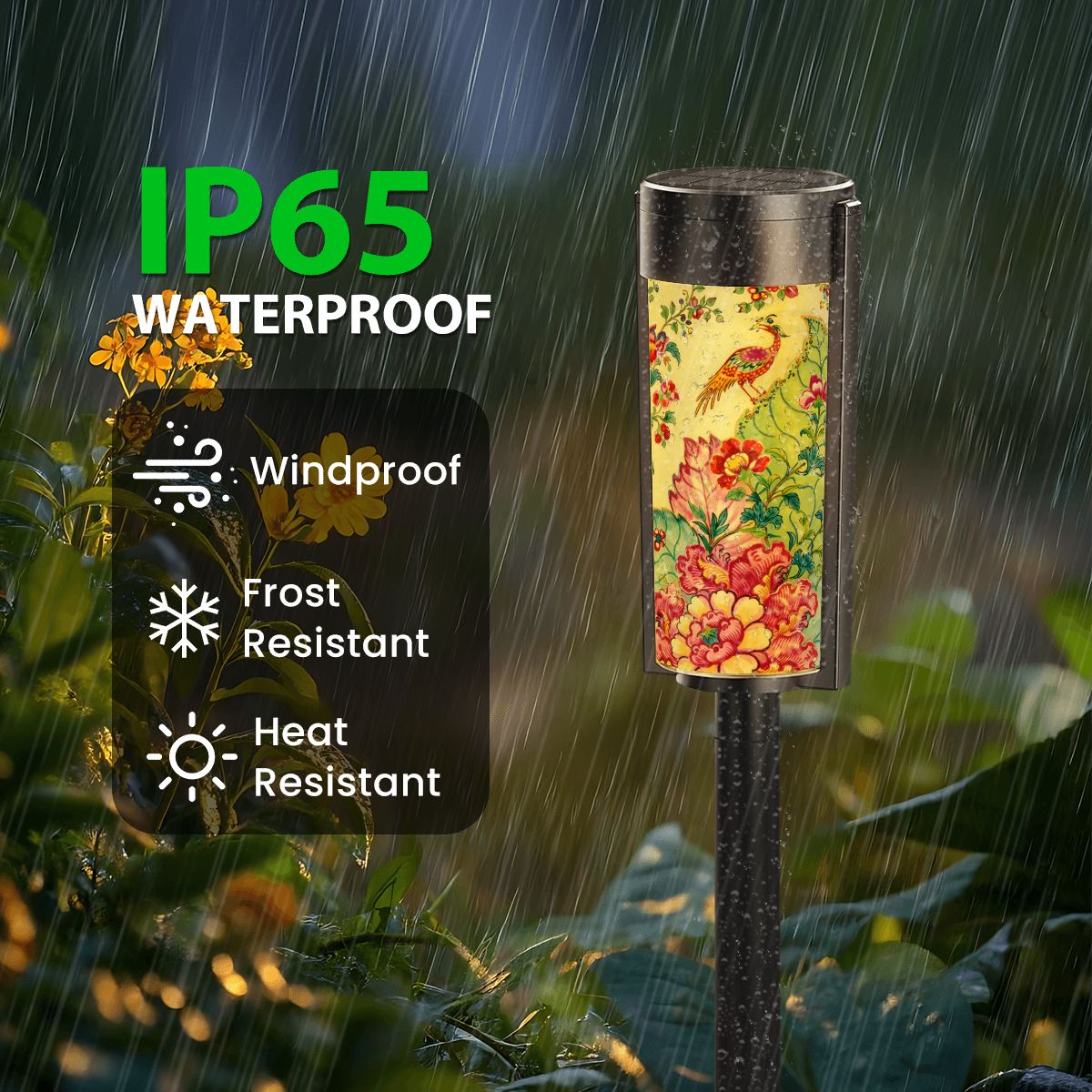 Asian Garden Tobacco Leaf Chinoiserie Outdoor Solar Lights - Splash of Color Co.