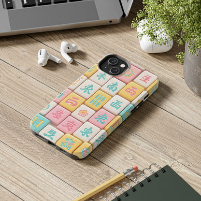 Pastel Mahjong Tile Phone Case | Cute Asian Game Pattern, Durable Protective Case - Splash of Color Co.