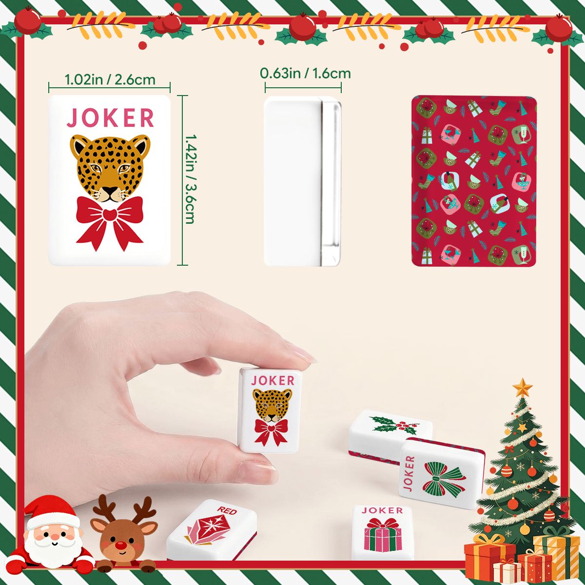Modcentric Cocktail Hour Glam Holiday Christmas Mahjong Tiles And Carry Case