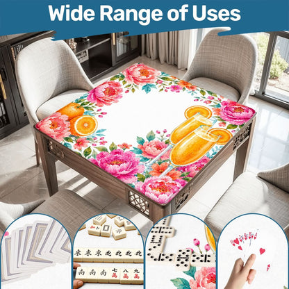 Mahjong And Mimosas Floral Pink And Orange Mahjong Mat - Splash Of Mahj And Color Co.