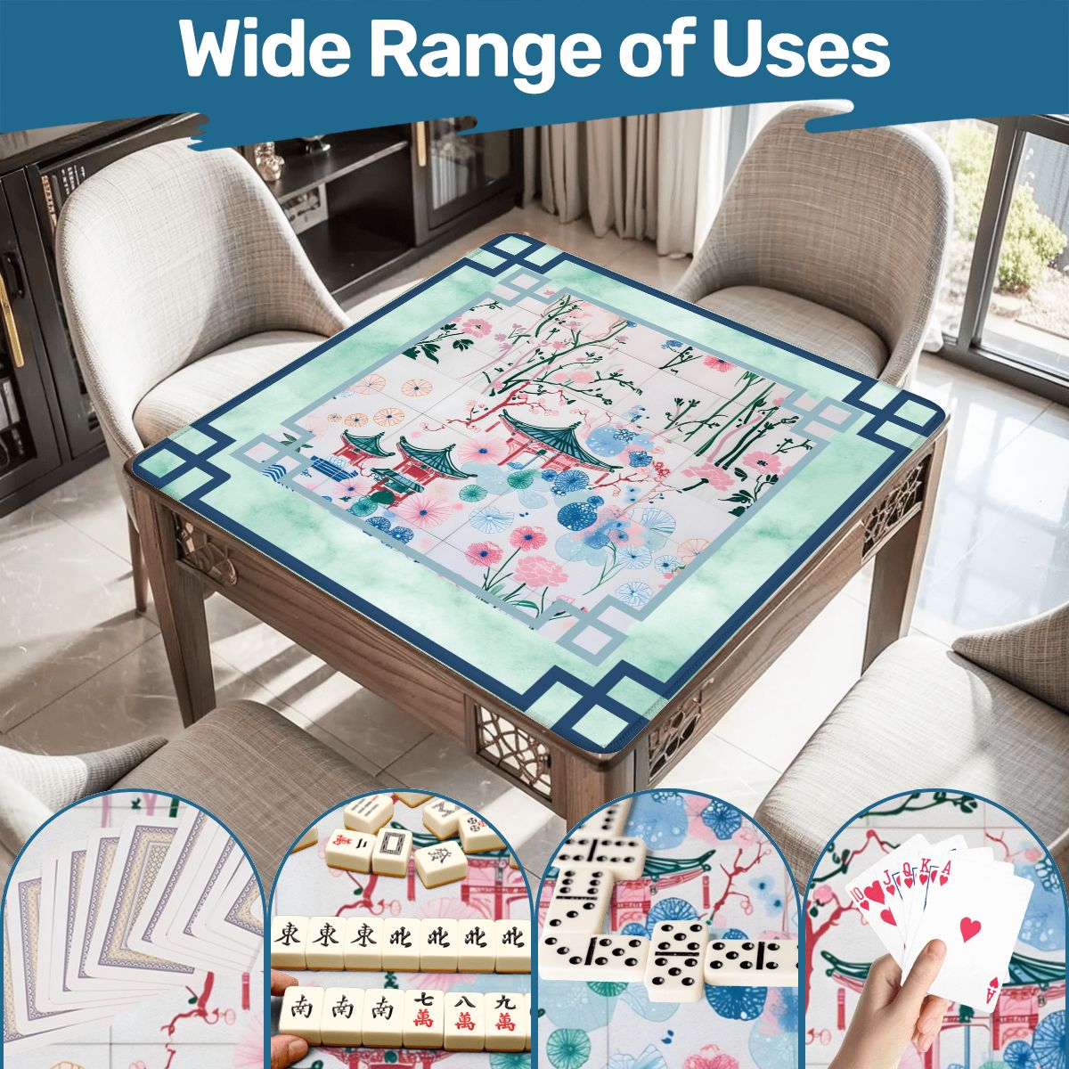 Mahjong Jade Whisper Watercolor Mahj Mat - Splash of Color Co.