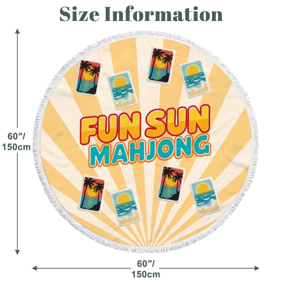 Mahjong Pool Fun Sun Round Tassel Beach Towel - Splash of Color Co.