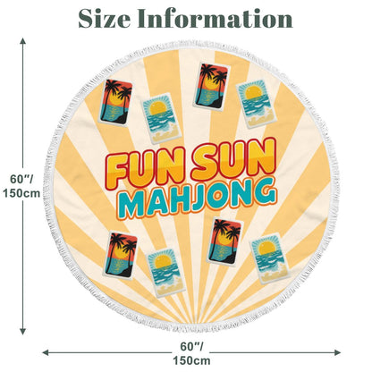 Mahjong Pool Fun Sun Round Tassel Beach Towel - Splash of Color Co.