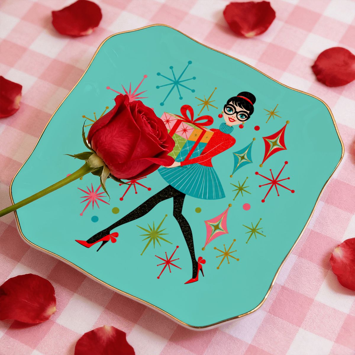 You've Got Mahj Mail Scalloped Ceramic Mahjong Dice Tray new christmas - Splash Of Mahj And Color Co.