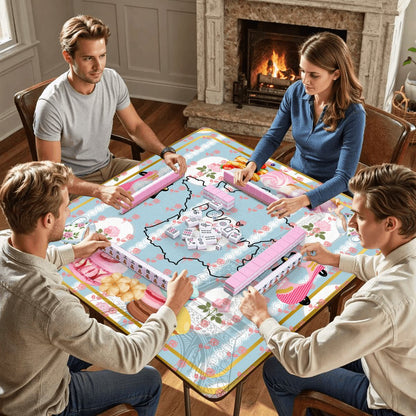 The French Patisserie Mahjong Mat 33"x33" (Ship Rolled up) - Splash of Color Co.