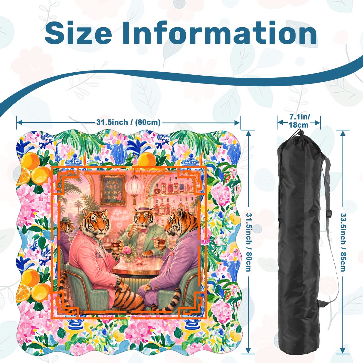 Bourbon And Tigers Oh My Chinoiserie Scalloped Mahjong Mat - Splash of Color Co.