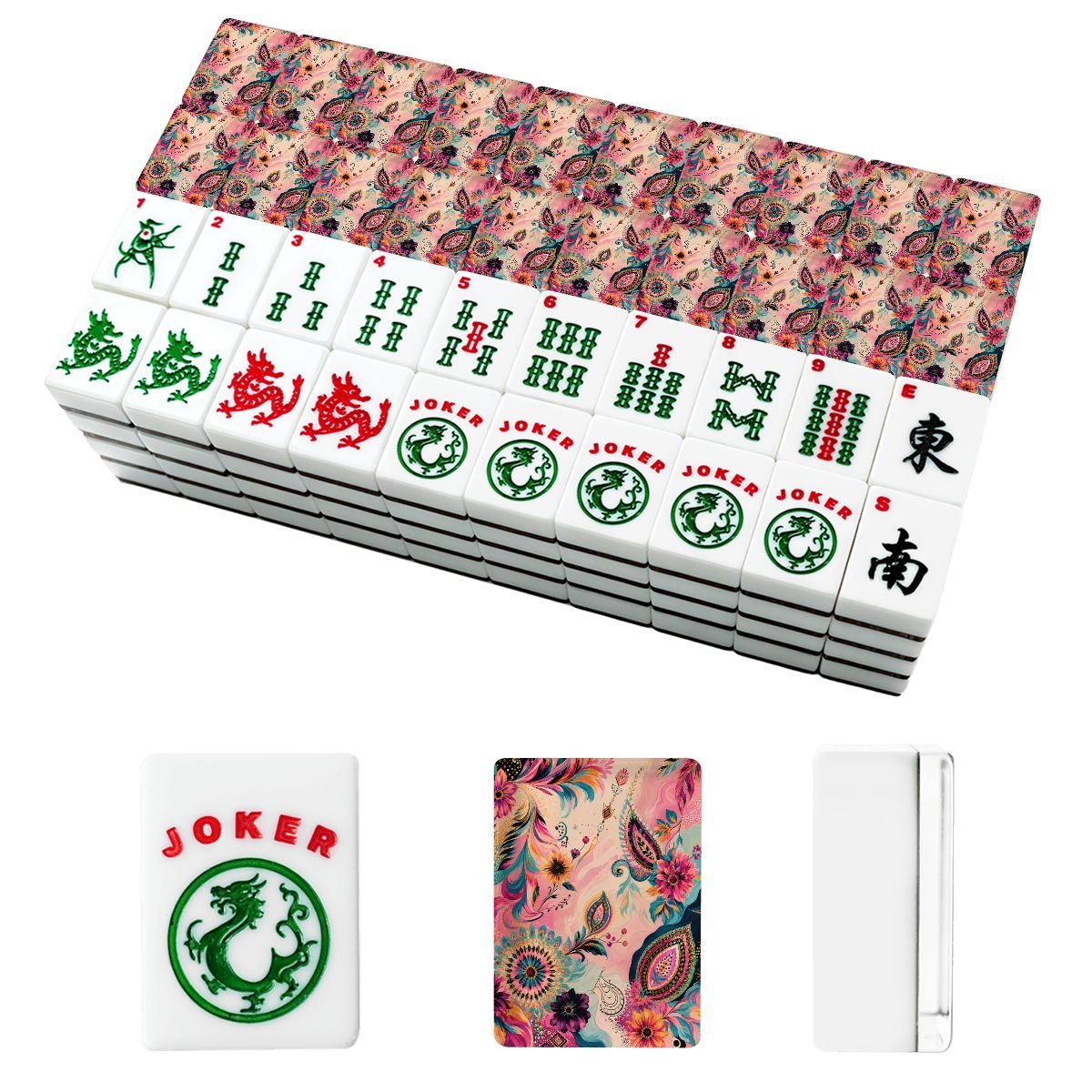 Boho Floral Infusion Bejweled Watercolor American Mahjong Tiles And Carry Case - Splash Of Mahj And Color Co.