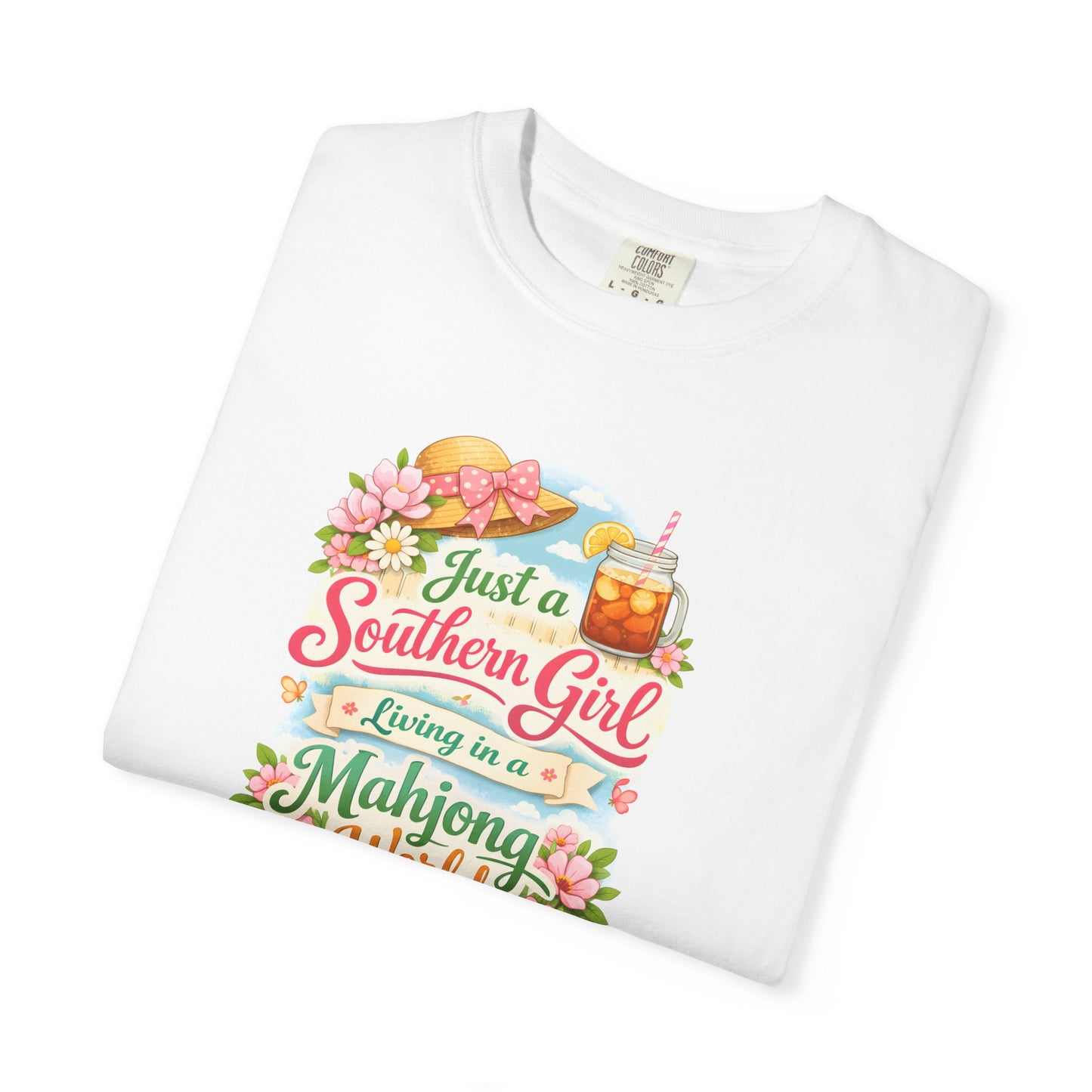 Southern Girl Mahjong T‑Shirt — "Just a Southern Girl Living in a Mahjong World" Floral Tee - Splash of Color Co.