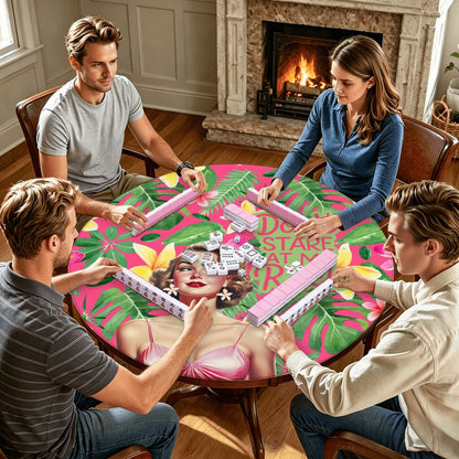 Funny Tropical Don't Stare At My Rack Round Mahjong Mat