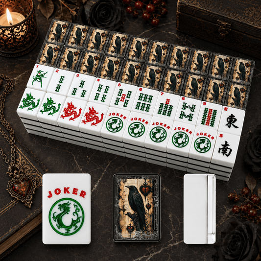 Edgar Allen Poe Raven American Mahjong Tiles With Carry Case - Splash of Color Co.