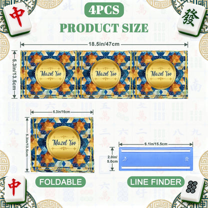 Mazel Tov Jewish Gold Gilded 4 Mahjong Card Holder with Line Finder - Splash of Color Co.