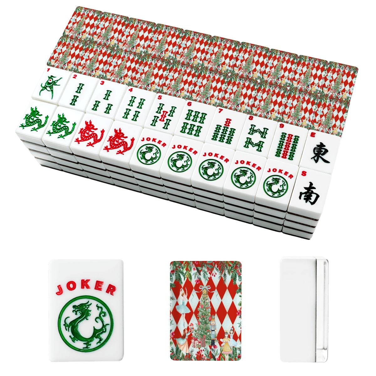 The Nutcracker Red Harlequin Christmas American Mahjong Tiles And Carry Case Bundle Set - Splash of Color Co.