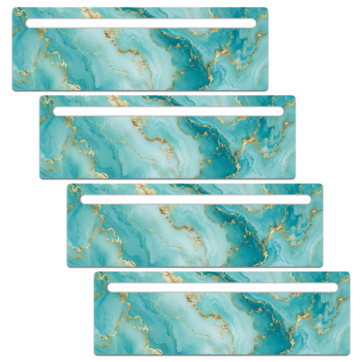 Ocean Blue Gold Gilded Mahjong Line Reader 4 Pack - Splash Of Mahj And Color Co.