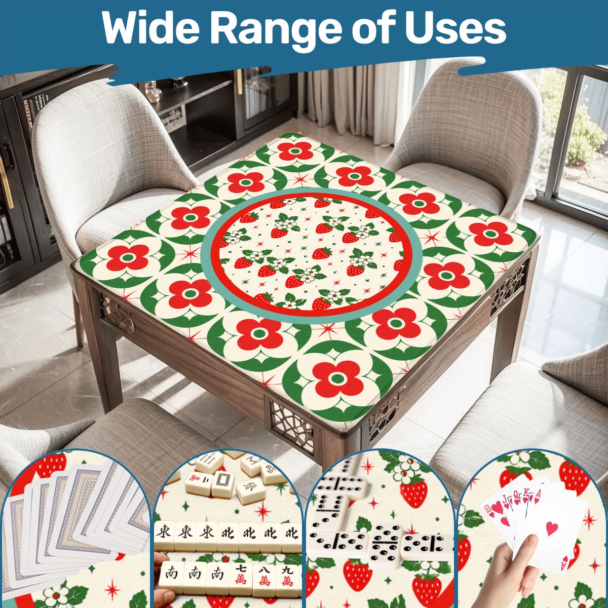 The Bloom - a - Rama Red And Green Mahjong Mat - Splash of Color Co.