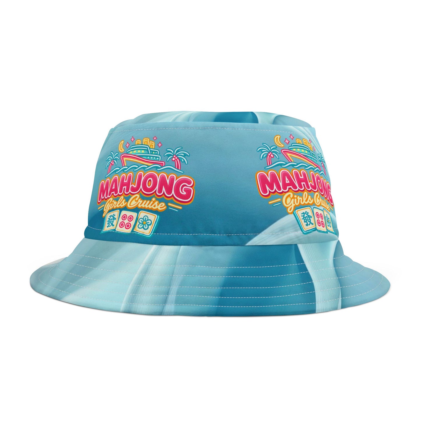 Mahjong Girl’s Cruise Bucket Hat — Retro Neon Mahjong Cruise - Splash of Color Co.