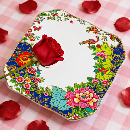 Tobacco Leaf Scalloped Ceramic Mahjong Dice Tray