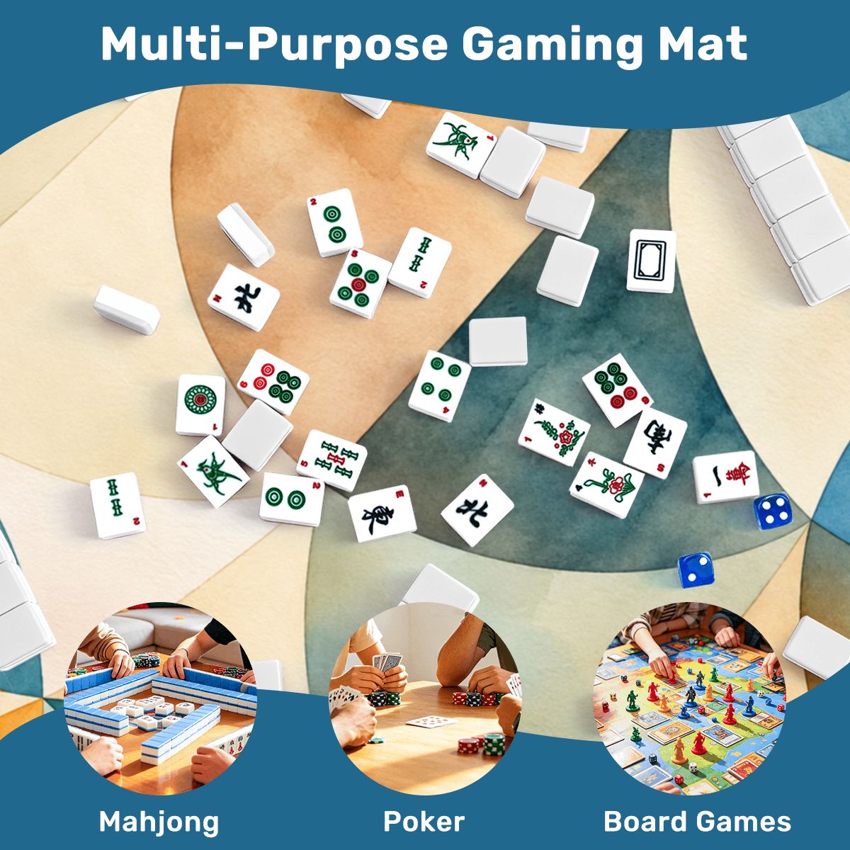 Art Deco Dayz Mahjong Mat Sleek Surface - Splash Of Mahj And Color Co.