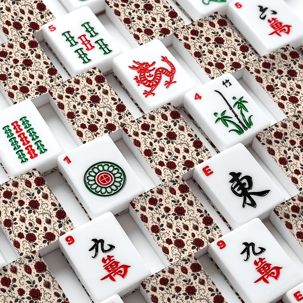 Edgar Allen Poe Gothic Roses American Mahjong Tiles And Carry Case - Splash Of Mahj And Color Co.
