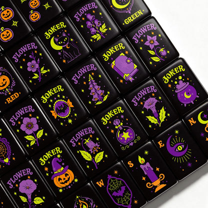 The Mod Mash Pumpkin Hex Halloween Mahjong Tiles And Carry Case