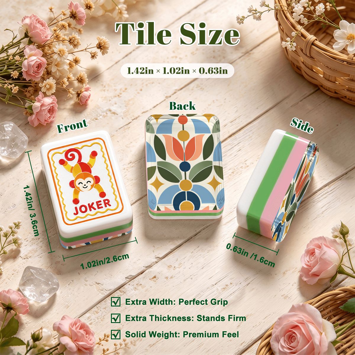 Mod About You Scandinavian Folk Art American Mahjong Tiles 4Layer With Carry Case - Splash Of Mahj And Color Co.