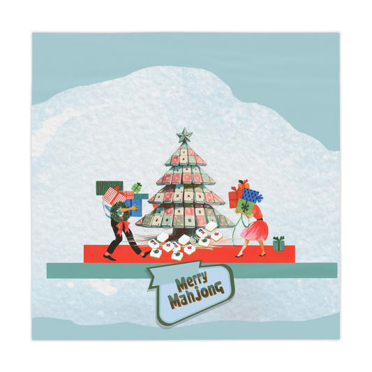 Christmas Mahjong Tablecloth - Merry Mahjong Decorative Cover for Holiday Gatherings, Game Nights, Christmas Decor