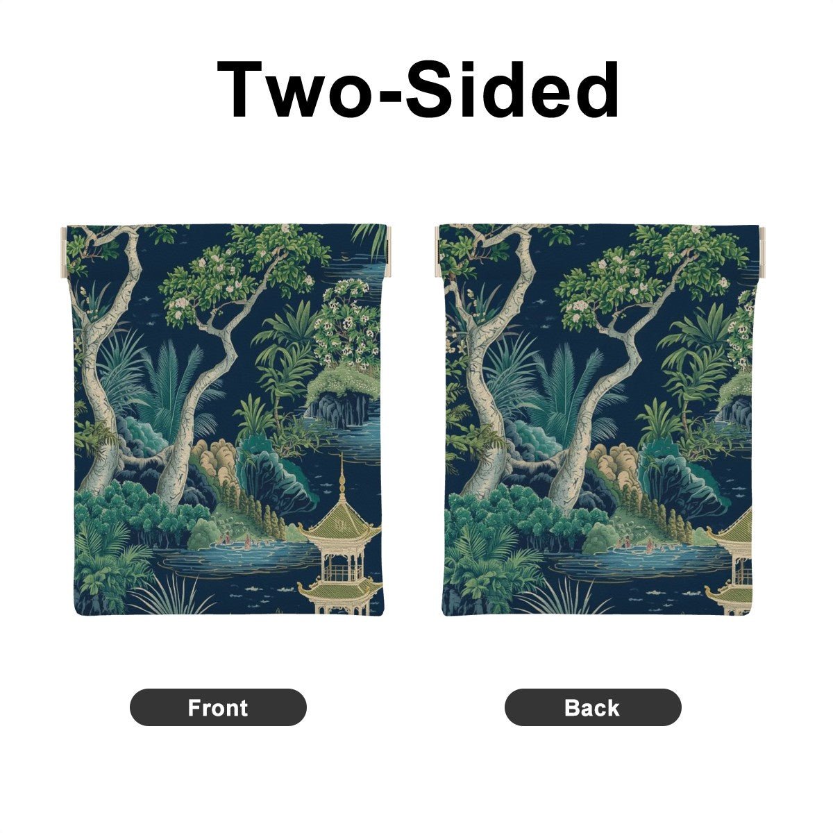 Chinoiserie Pagoda Garden Mahjong Leather Coin Dice Purse - Splash of Color Co.