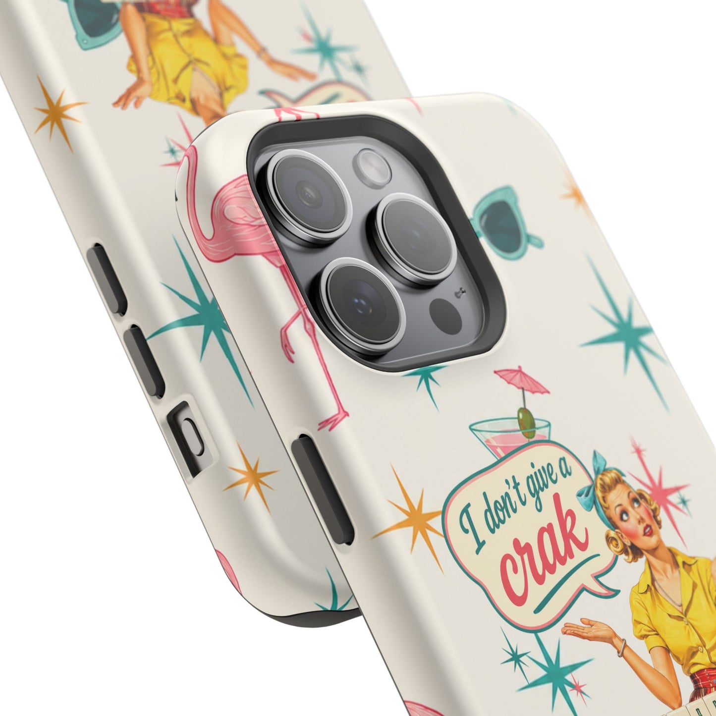 Funny Mahjong Tropical Flamingo Phone Case — “I Don’t Give a Crak” Magnetic Impact-Resistant Case