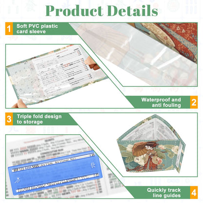 April Showers Asian Cherry Blossoms 4 Mahjong Card Holder with Line Finder - Splash of Color Co.