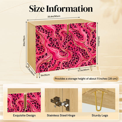 Hot Pink Leopard Print Mahjong Tiles And Accessories Sideboard Credenza - Splash Of Mahj And Color Co.
