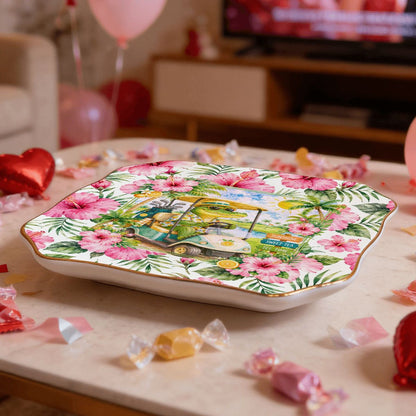 See Ya Later Alligator Scalloped Ceramic Mahjong Dice Tray