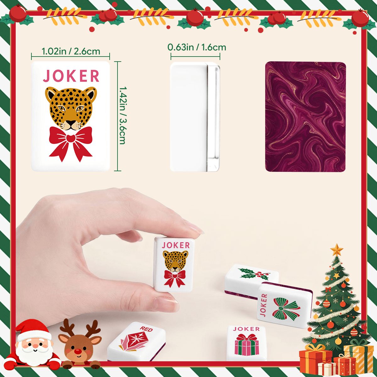Sugar Plum Swirl Christmas Glam Holiday Christmas Mahjong Tiles And Carry Case - Splash Of Mahj And Color Co.