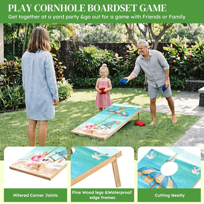 Nostalgic Beach Vibes Coastal Cornhole Set