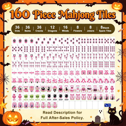 Halloween Mahjong Engraved Layered Tiles, Purple Potion Ghoulish Nights