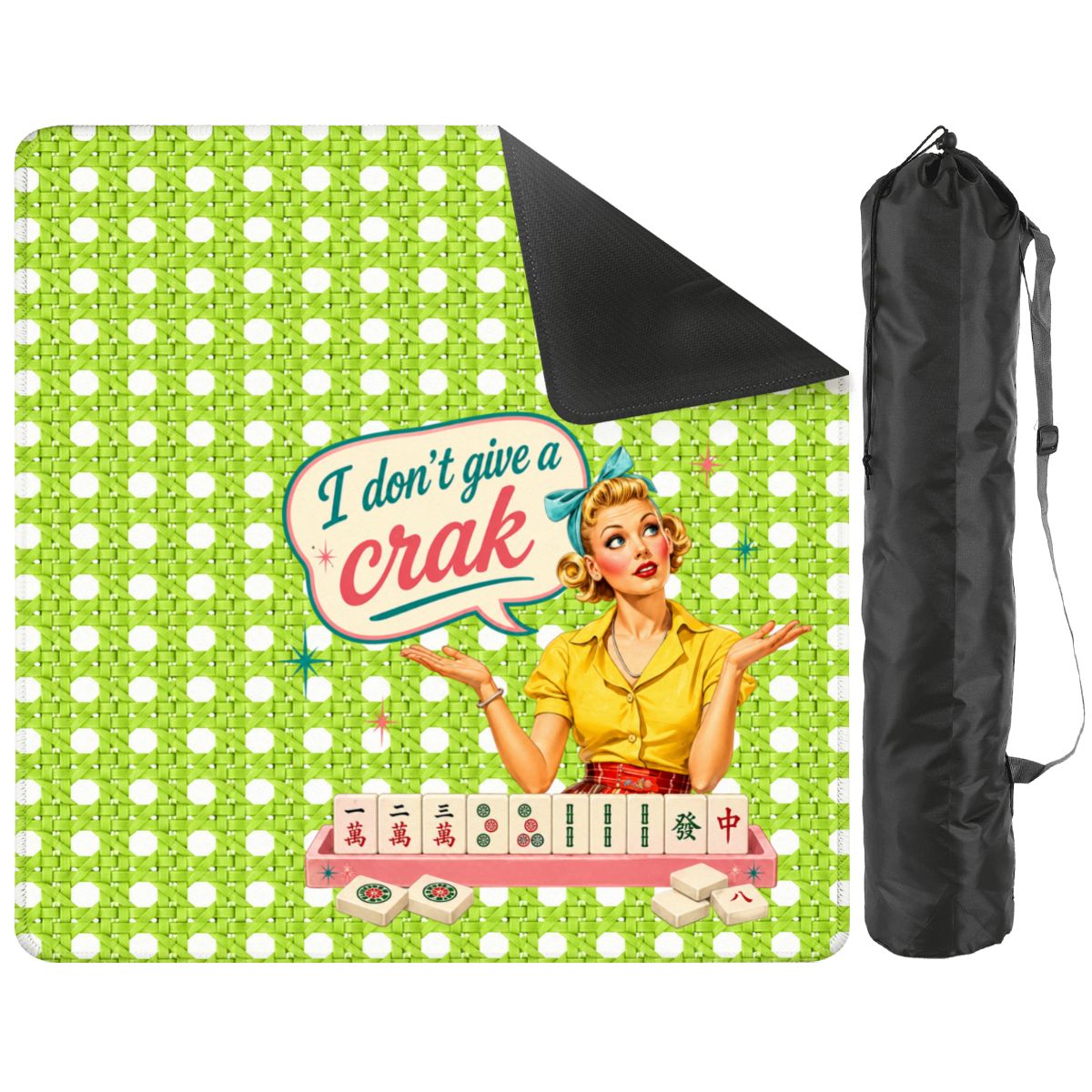 Funny Mahjong Mat Cane & Cello I Don't Give A Crak Mahj Mat