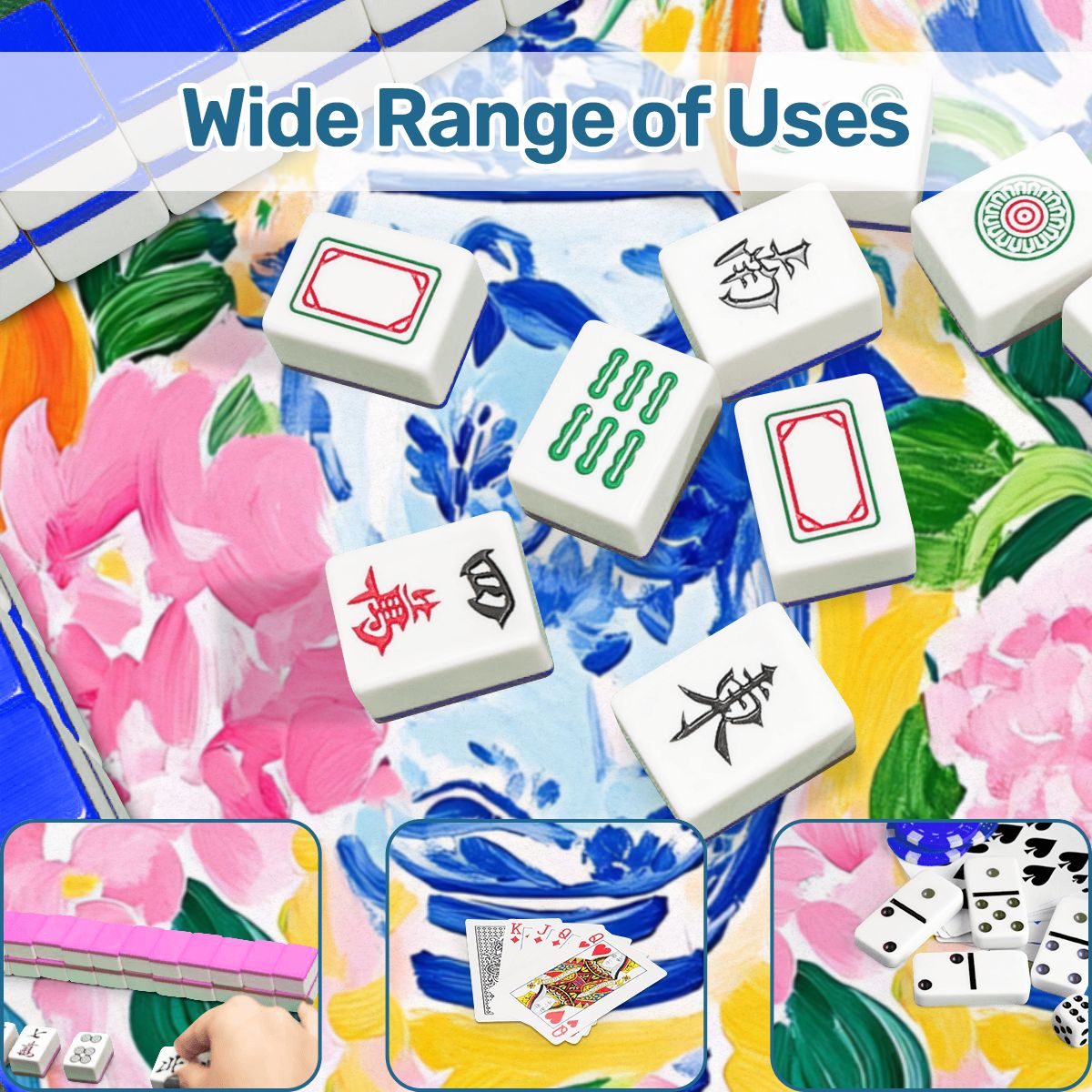 Floral Asian Citrus Sunny Chinoiserie Round Mahjong Mat