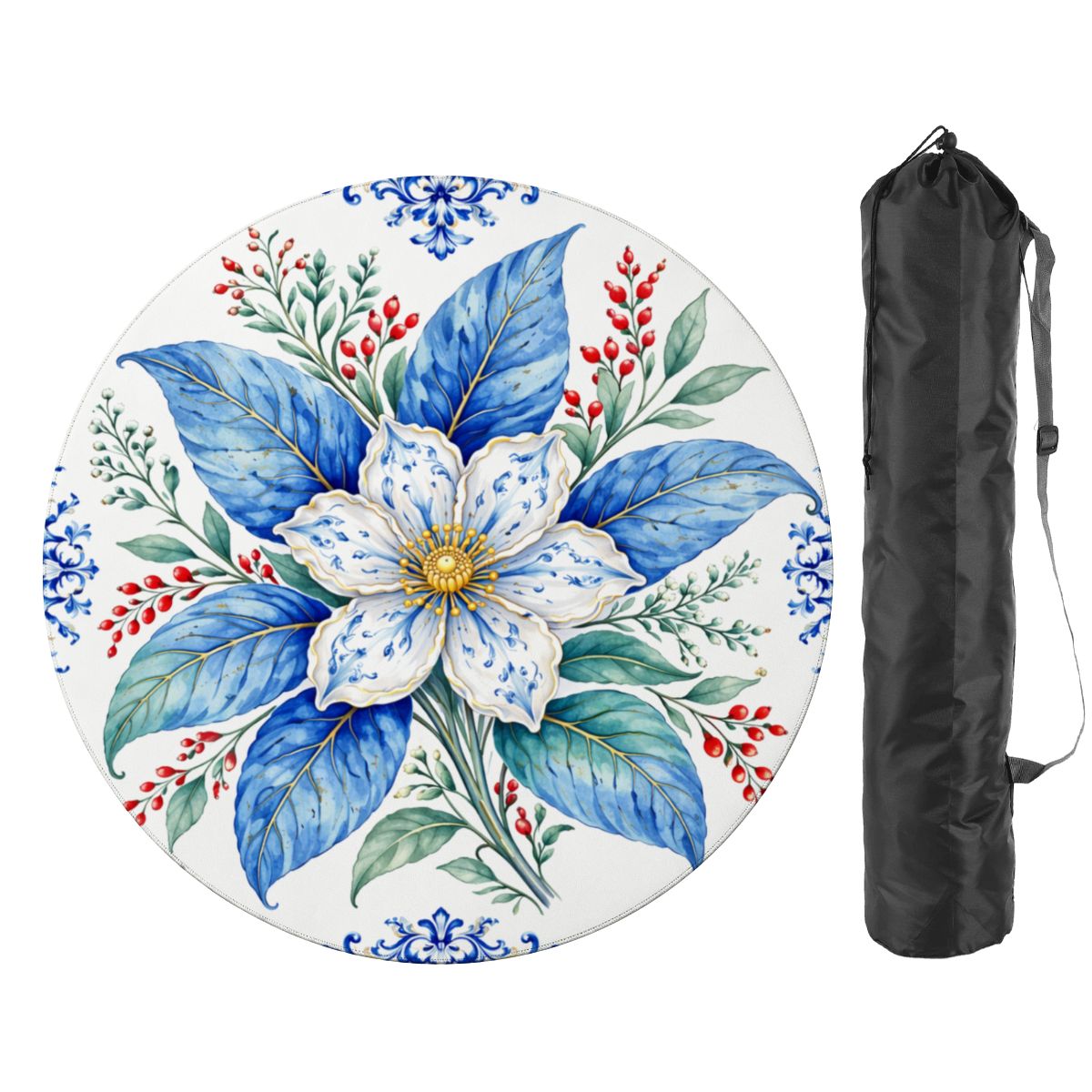 Tobacco Leaf Winterberry Round Mahjong Mat